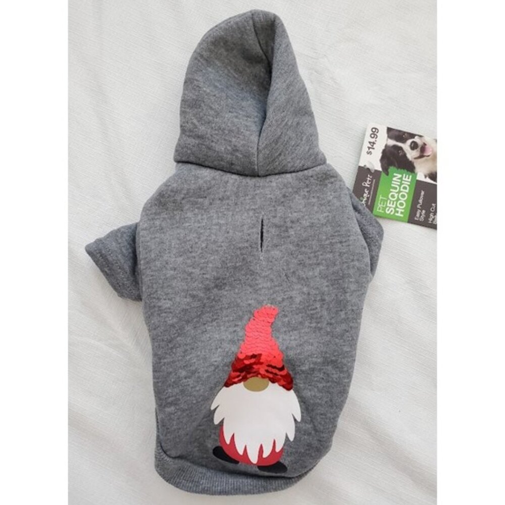 NWT Christmas Pet Gnome Sequin Hoodie Dog/Cat Winter Holiday Sweatshirt Size XS